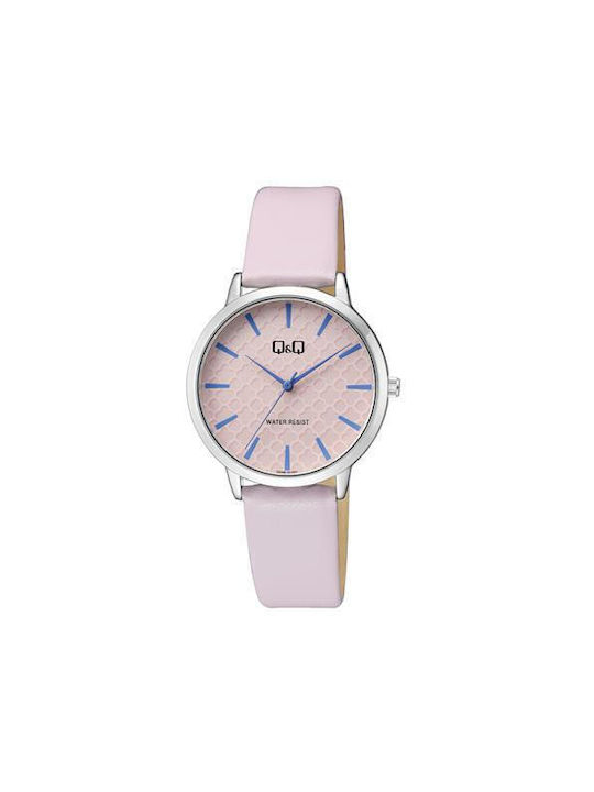 Q&Q Watch with Purple Leather Strap