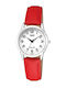 Q&Q Damen Uhr mit Rot Lederarmband