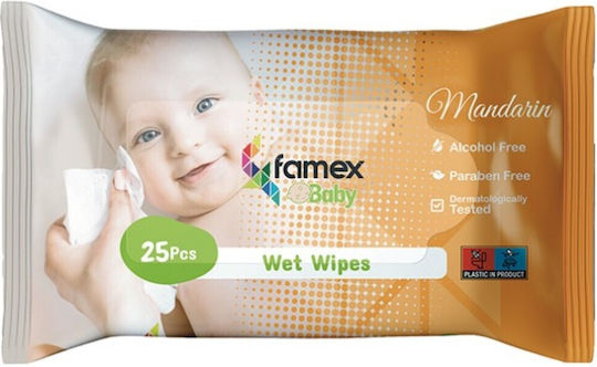 Famex Mandarin Μωρομάντηλα χωρίς Οινόπνευμα & Parabens 25τμχ