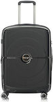 RCM 140 Medium Travel Suitcase Hard Black with 4 Wheels Height 67cm.