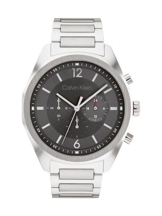 Calvin Klein Force Ανδρικό Ρολόι 44mm Χρονογράφος Μπαταρίας με Ασημί Μεταλλικό Μπρασελέ