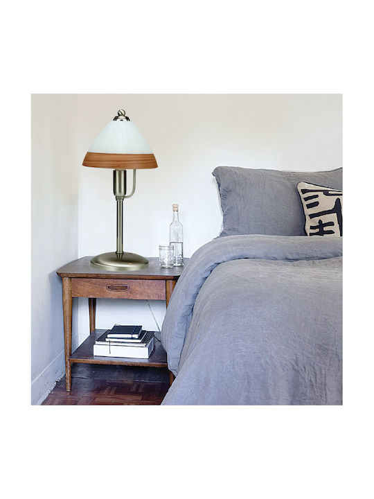 Inlight Metal Table Lamp for Socket E14 with White Shade and Silver Base