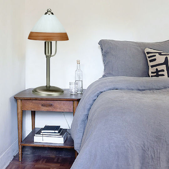 Inlight Metal Table Lamp for Socket E14 with White Shade and Silver Base