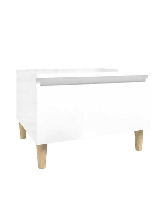 Rectangular Wooden Side Table Γυαλιστερό Λευκό ...