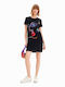 Desigual Arty Face Summer Mini T-Shirt Dress Black