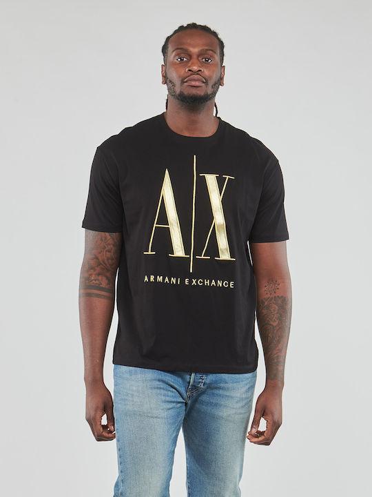 Armani Exchange T-shirt Bărbătesc cu Mânecă Scurtă Negru