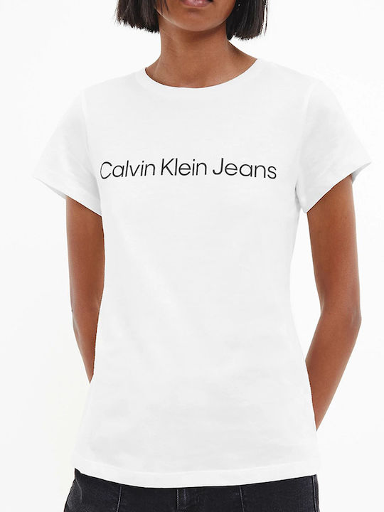 Calvin Klein Core Instit Logo Γυναικείο T-shirt Λευκό