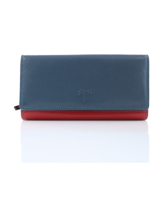 Kion Large Leather Women's Wallet Red/Blue
