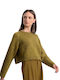 Women's Long Sleeve Crop Sweater Khaki