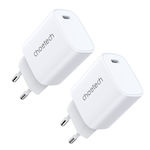 Choetech Ladegerät ohne Kabel mit USB-C Anschluss 20W Stromlieferung Weißs (Q5004*2)