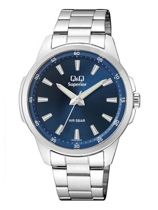 Q&Q Men's Watch 44mm Battery with Silver Metal Bracelet