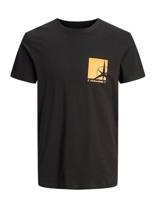 Jack & Jones Ανδρικό T-shirt Μαύρο Μονόχρωμο