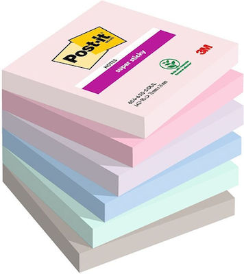 3M Souful Colour Notes Pad Cube 90 Sheets Multicolour 7.6x7.6cm Set 6pcs