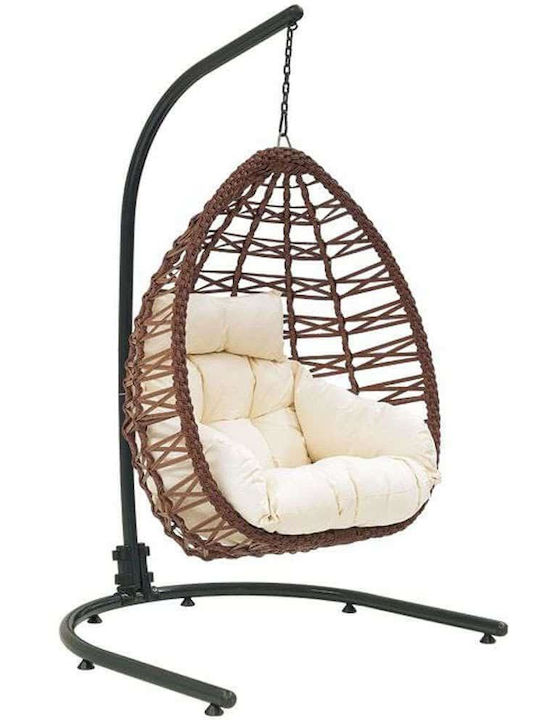 Simran Rattan Swing Nest with Stand Καφέ with 120kg Maximum Weight Capacity L121xW140xH200cm