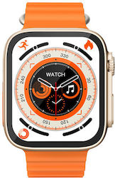 X8 Ultra Smartwatch με Παλμογράφο (Champagne Gold)
