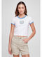 Women's Summer Crop Top Cotton Short Sleeve White