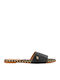 Leather Women's Flat Sandals in Black Color