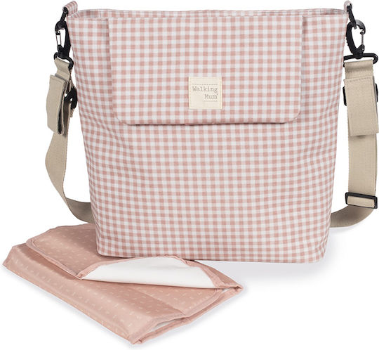 Walking Mum Shoulder/Hand Diaper Bag I Love Vichy Pink 41x12x34cm.