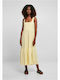 Urban Classics Midi Καλοκαιρινό All Day Φόρεμα Αμάνικο Soft Yellow