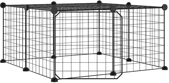 vidaXL Rodent Cage Pet Cage with 12 Panels + Black Steel Door 70x70x35cm