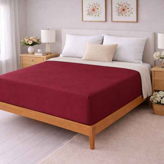 My Home Luxury Cearșaf Super dublu cu Elastic 160x200+30cm. Bordeaux