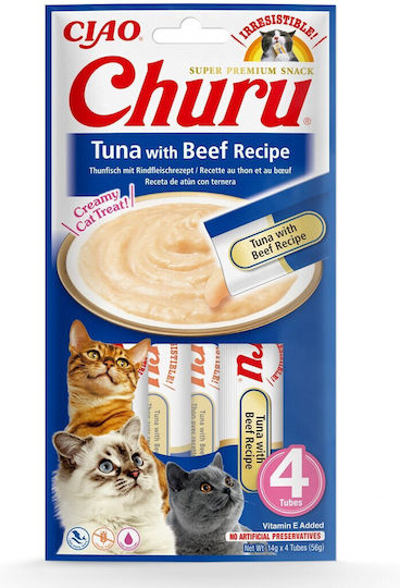 Inaba Ciao Churu Λιχουδιές με Βοδινό / Τόνο για Ενήλικες Γάτες 1τμχ 56gr