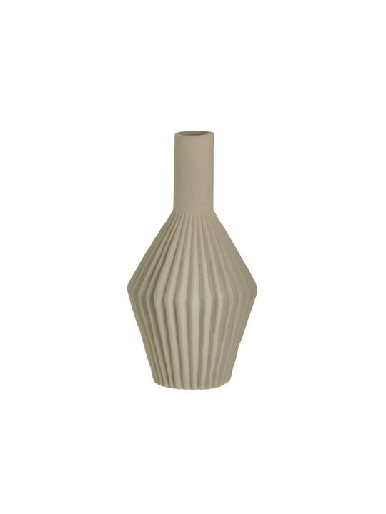 Inart Ceramic Vase Μπεζ 15x8x35cm