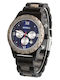 Bewell Cadmus Men's Watch 46mm Chronograph Battery with Black Wooden Bracelet