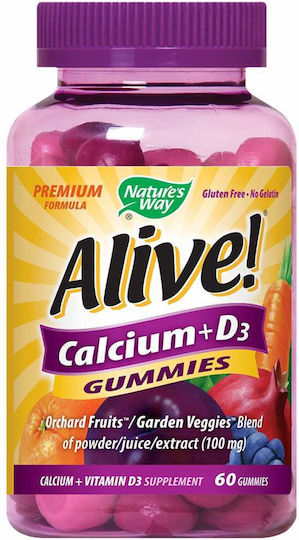 Nature's Way Alive Calcium + D3 Витамин за Здравето на костите 60 желирани бонбони