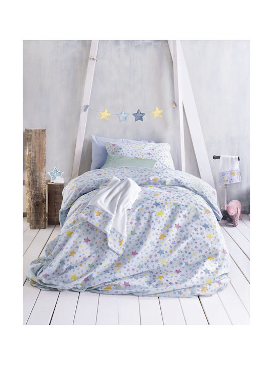 Rythmos Σετ Σεντόνια Ημίδιπλα Βαμβακερά Glow Ciel 160x260cm 3τμχ