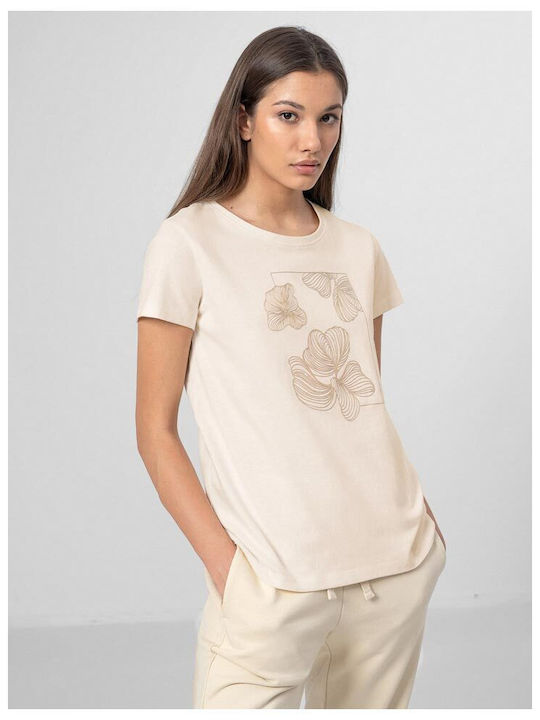 Outhorn Γυναικείο T-shirt Μπεζ με Στάμπα