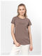 Outhorn Γυναικείο T-shirt Καφέ με Στάμπα