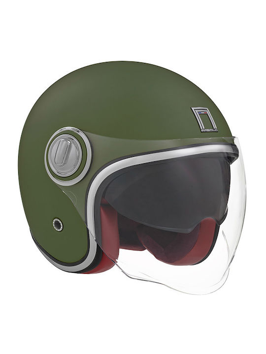 Nox Heritage Matt Khaki Motorcycle Helmet Jet E...