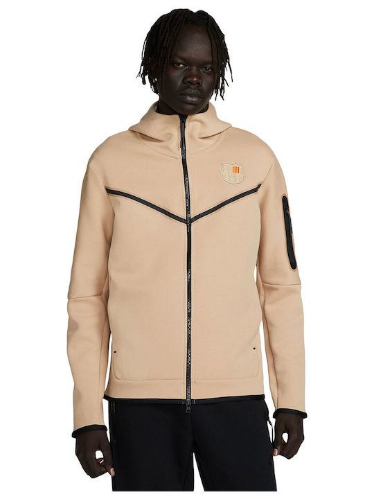 FC Barcelona Tech Fleece Windrunner Ζακέτα με Κουκούλα Μπεζ