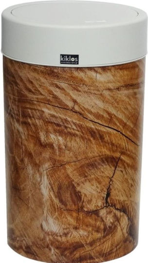 Viomes Wood Waste Bin Plastic with Pedal Brown 28lt