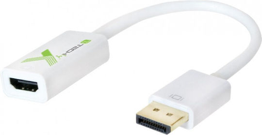 Techly Μετατροπέας DisplayPort male σε HDMI female Λευκό 1τμχ IADAP DP-HDMIFP