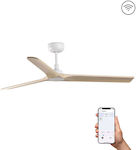 Faro Barcelona Heywood Ceiling Fan 132cm with Light, WiFi and Remote Control White-Pine
