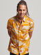 Hawaiian Short-sleeved Shirt in Wide Line Floral Yellow