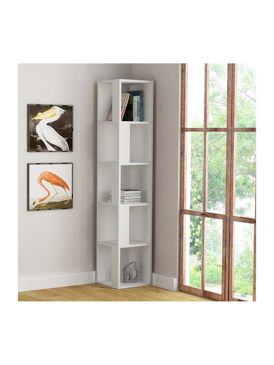 Corner Bookcase Piano White 31.4x31.4x158.9cm