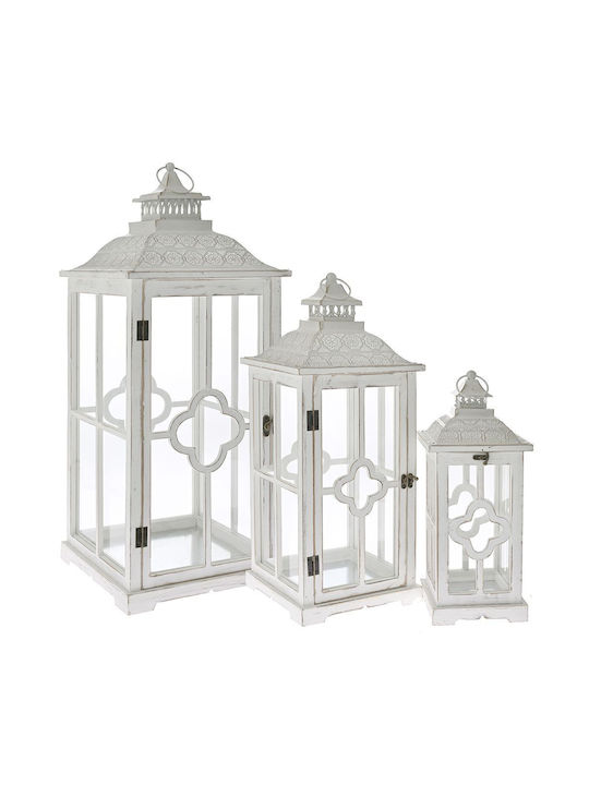 Iliadis Lanterns Set Wooden White 3pcs