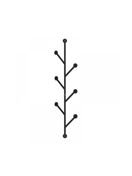 Megapap Wall Hanger Ponpon Metal 6 Hooks Black 22x5x94cm
