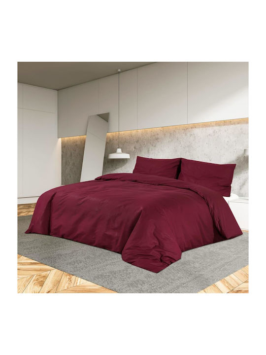 vidaXL Duvet Cover Set Queen with 2 Pillowcases 240x220 Bordeaux
