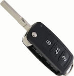 Foldable Car Key Shell with Blade with 3 Buttons for VW