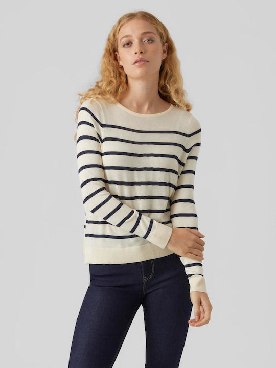 Vero Moda Women's Long Sleeve Sweater Striped Birch / Navy Blazer