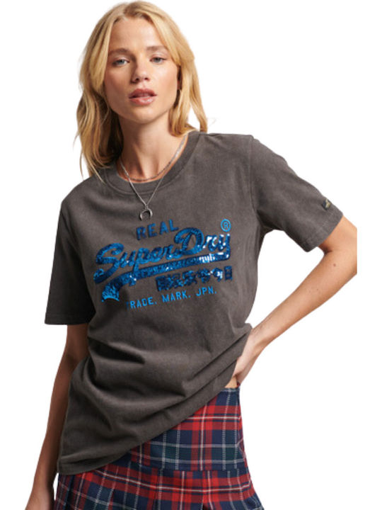 Superdry Vintage Women's Athletic T-shirt Gray