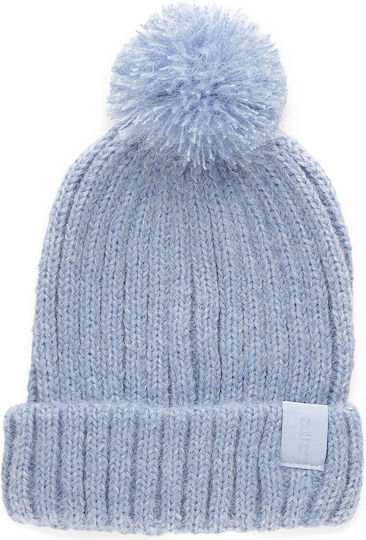 Pom Pom Beanie Γυναικείος Σκούφος Πλεκτός σε Γαλάζιο χρώμα