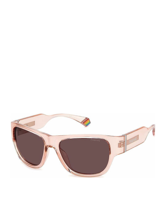 Polaroid Unisex Sunglasses with Pink Plastic Fr...
