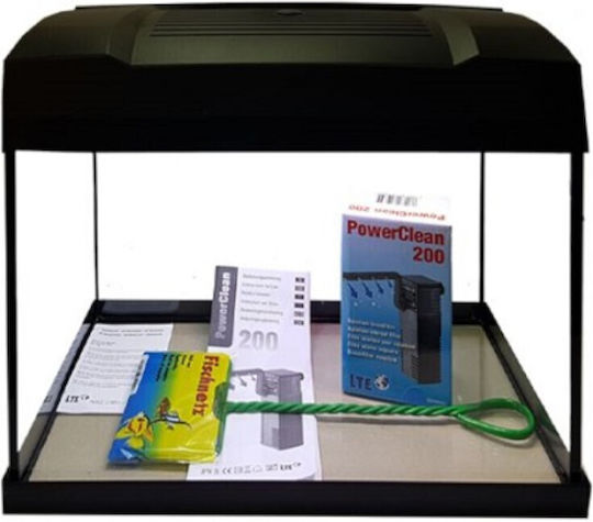 Aquarium Set Fish Aquarium Capacity 20lt with Lighting, Filter and 38x20x25cm Black