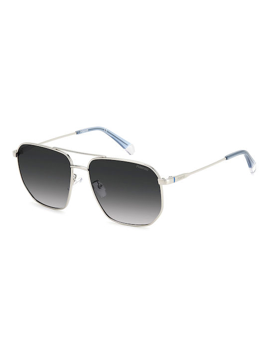 Polaroid Men's Sunglasses with Silver Metal Frame and Gray Gradient Polarized Lens PLD4141/G/S/X 010/WJ