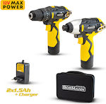 Bormann BCD2050 Set Impact Drill Driver & Impact Screwdriver 12V with 2 1.5Ah Batteries